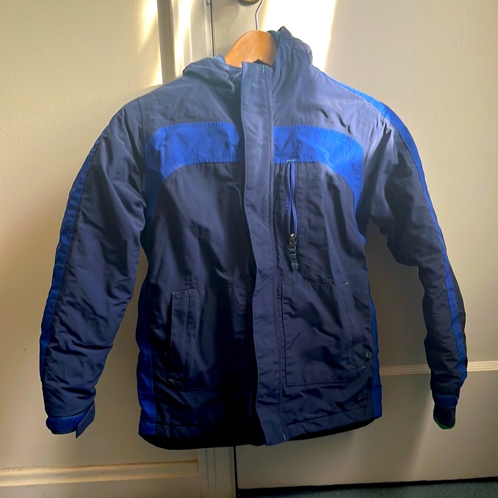 Lands' End Boys Navy and Royal Blue Hooded Winter Jacket